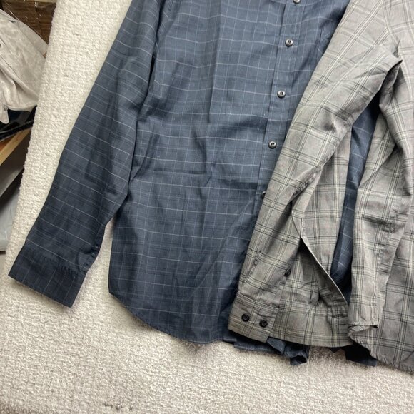 Lot x2 Mountain Ridge Button Up Shirt Mens L Blue & Grey Plaid Long Sleeve - Picture 5 of 10